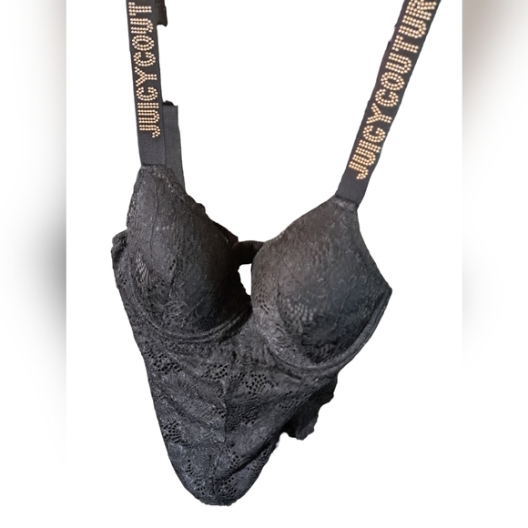 JUICY COUTURE Show Me Off black lace teddy padded bra one piece suit *flaws* - Picture 4 of 9